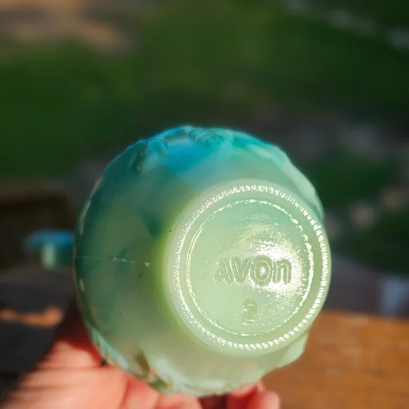 Vintage 1970s Avon Aqua Swirl Floral Rose Decanter Pitcher 4.5 Inch Tall EUC - Picture 15 of 16